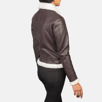 Sherilyn B-3 Maroon Leather Bomber Jacket SH533