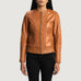 Sleeky Clean Tan Leather Biker Jacket SH532