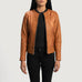 Sleeky Clean Tan Leather Biker Jacket SH532
