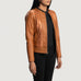 Sleeky Clean Tan Leather Biker Jacket SH532