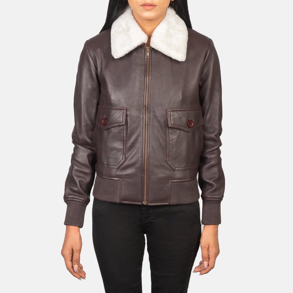 Stella G-1 Maroon Leather Bomber Jacket SH529