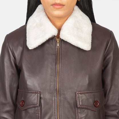 Stella G-1 Maroon Leather Bomber Jacket SH529