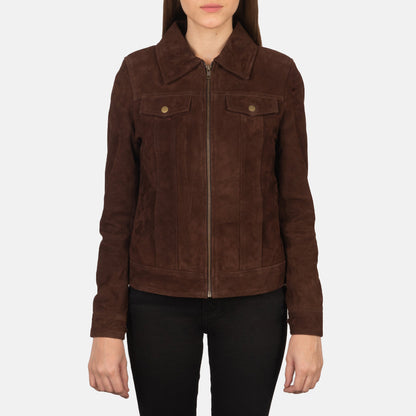Suzy Mocha Suede Trucker Jacket SH527