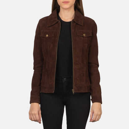 Suzy Mocha Suede Trucker Jacket SH527