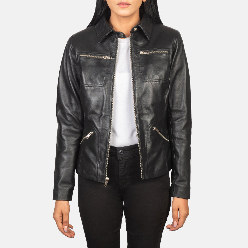 Tomachi Black Leather Jacket SH525