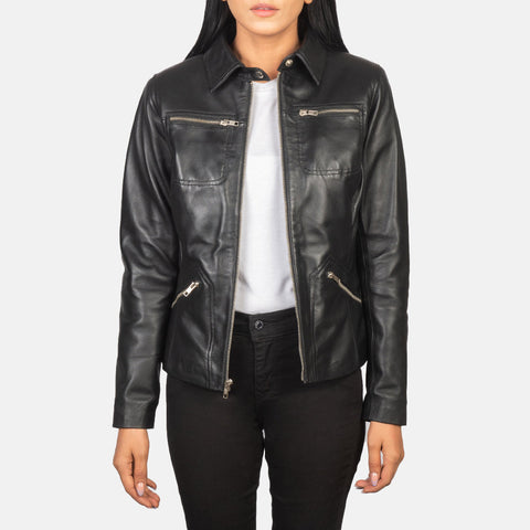 Tomachi Black Leather Jacket SH525