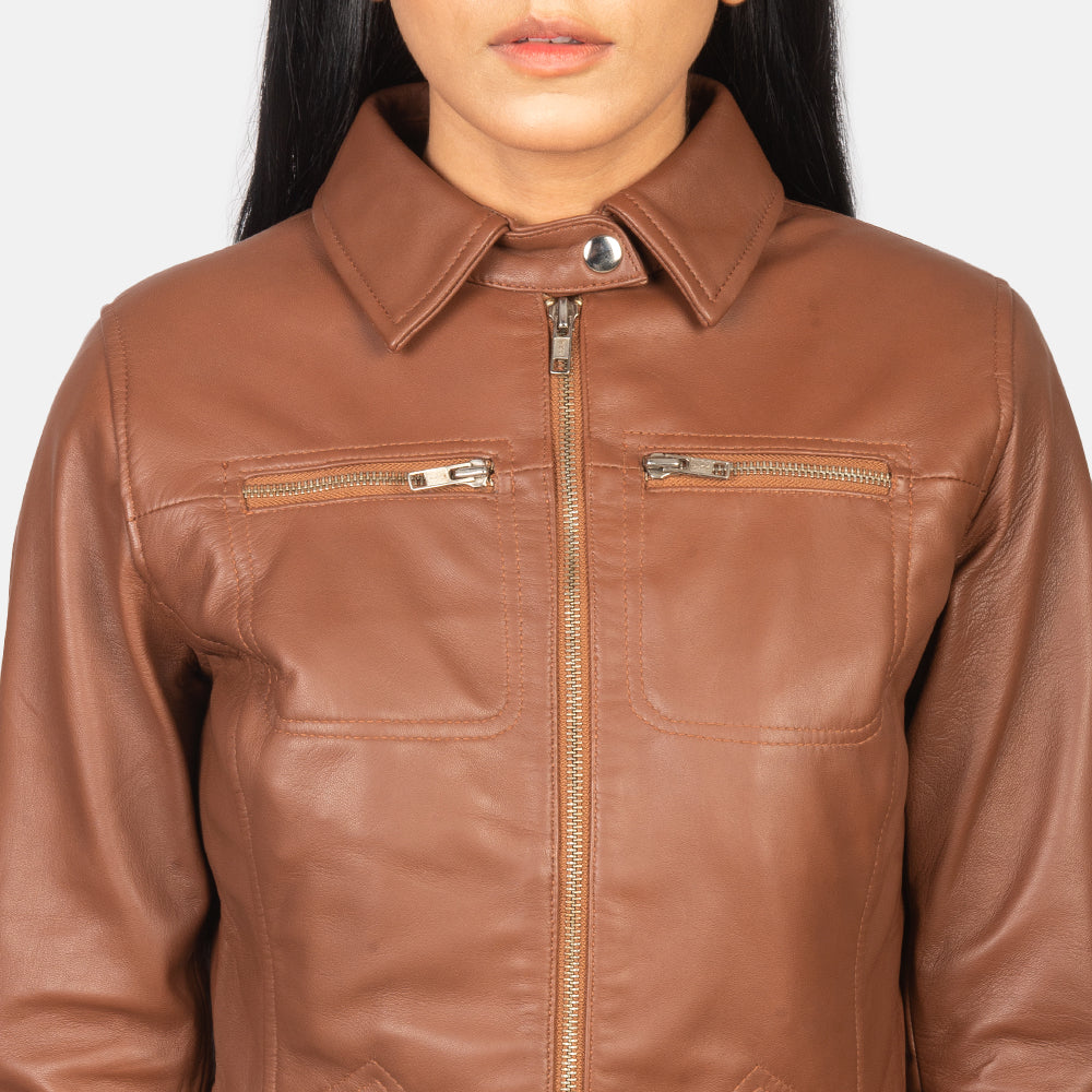 Tomachi Brown Leather Jacket SH524