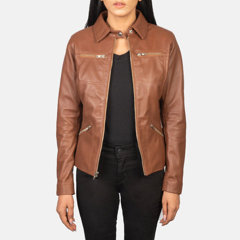 Tomachi Brown Leather Jacket SH524