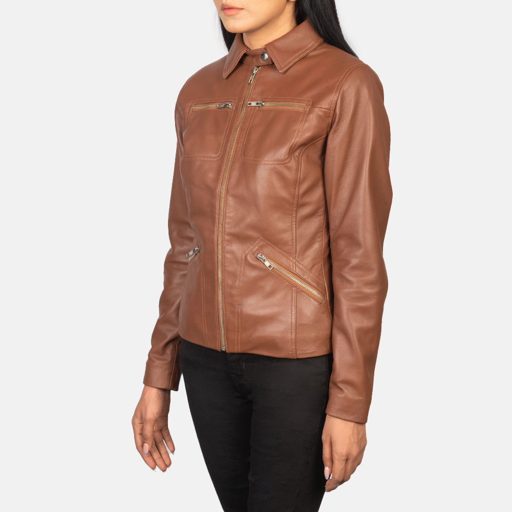 Tomachi Brown Leather Jacket SH524