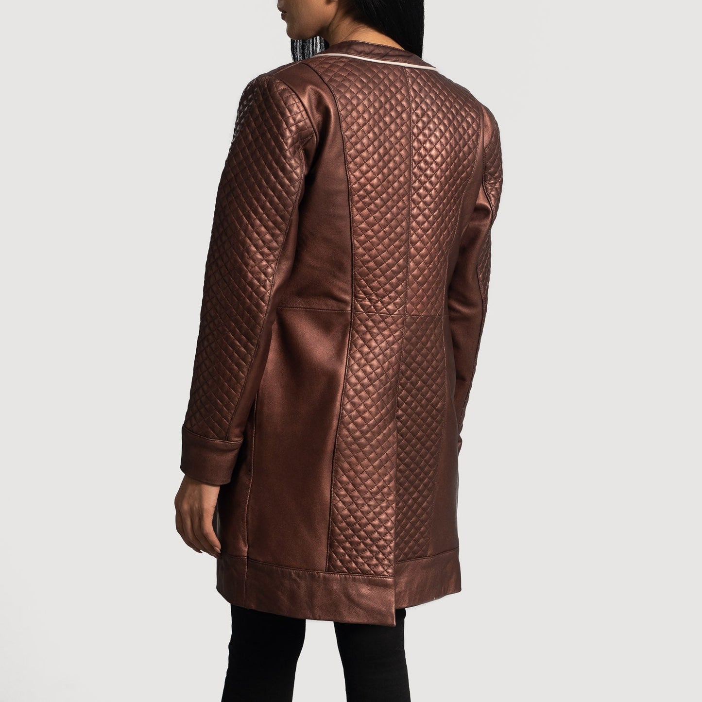 Trudy Lane Quilted Maroon Leather Coat SH522