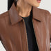 Vixen Brown Classic Collar Leather Jacket SH517