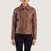 Vixen Brown Classic Collar Leather Jacket SH517
