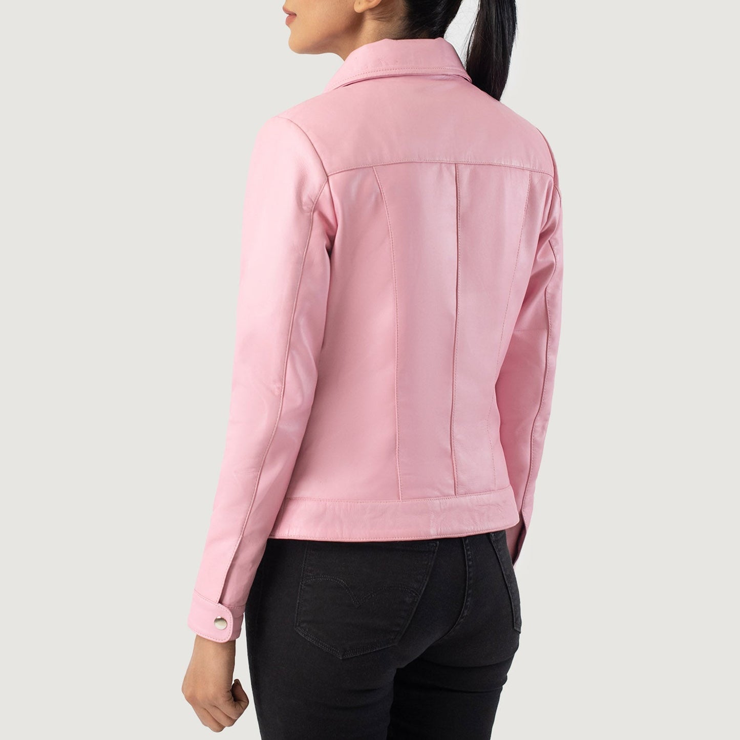 Vixen Pink Classic Collar Leather Jacket SH515