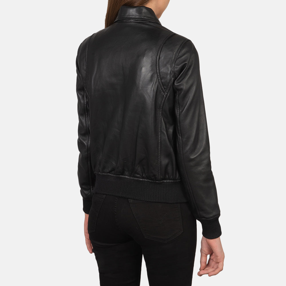 Westa A-2 Black Leather Bomber Jacket SH514
