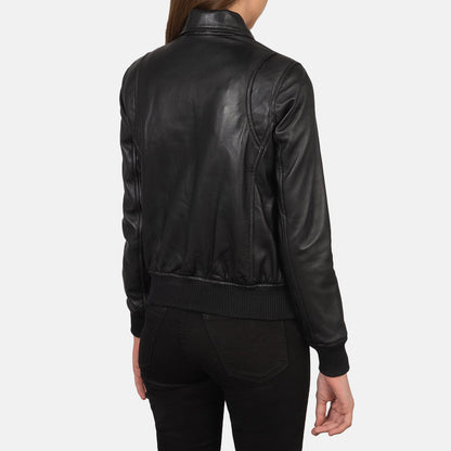 Westa A-2 Black Leather Bomber Jacket SH514