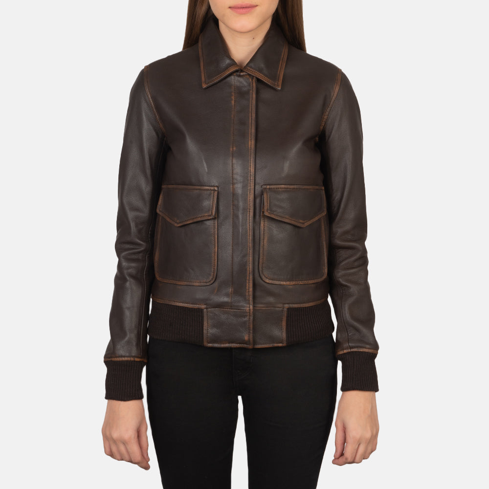Westa A-2 Brown Leather Bomber Jacket SH513