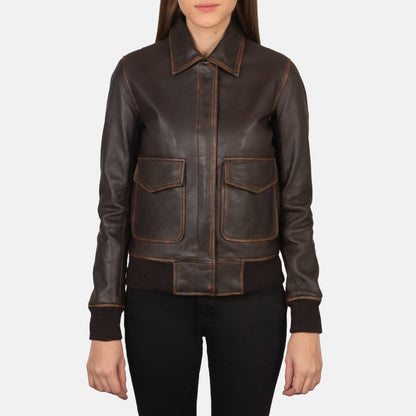 Westa A-2 Brown Leather Bomber Jacket SH513