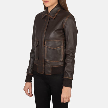 Westa A-2 Brown Leather Bomber Jacket SH513