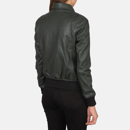 Westa A-2 Green Leather Bomber Jacket SH512