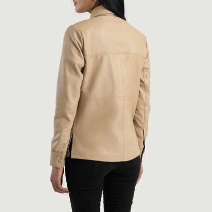 Zenith Beige Leather Shirt Jacket SH510