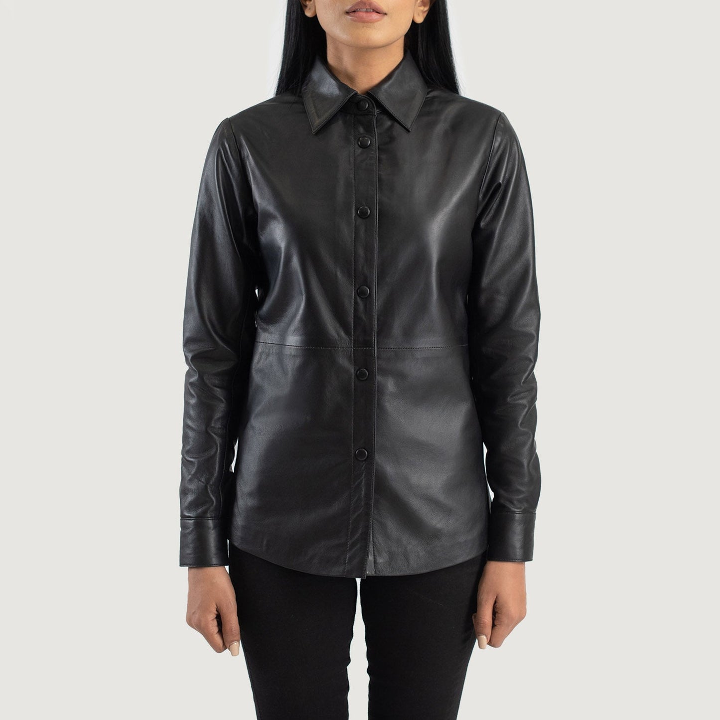 Zenith Black Leather Shirt Jacket SH509