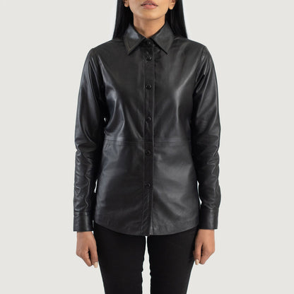 Zenith Black Leather Shirt Jacket SH509