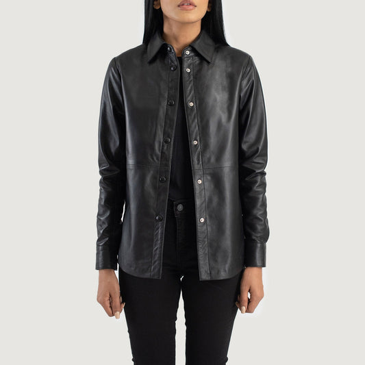 Zenith Black Leather Shirt Jacket SH509