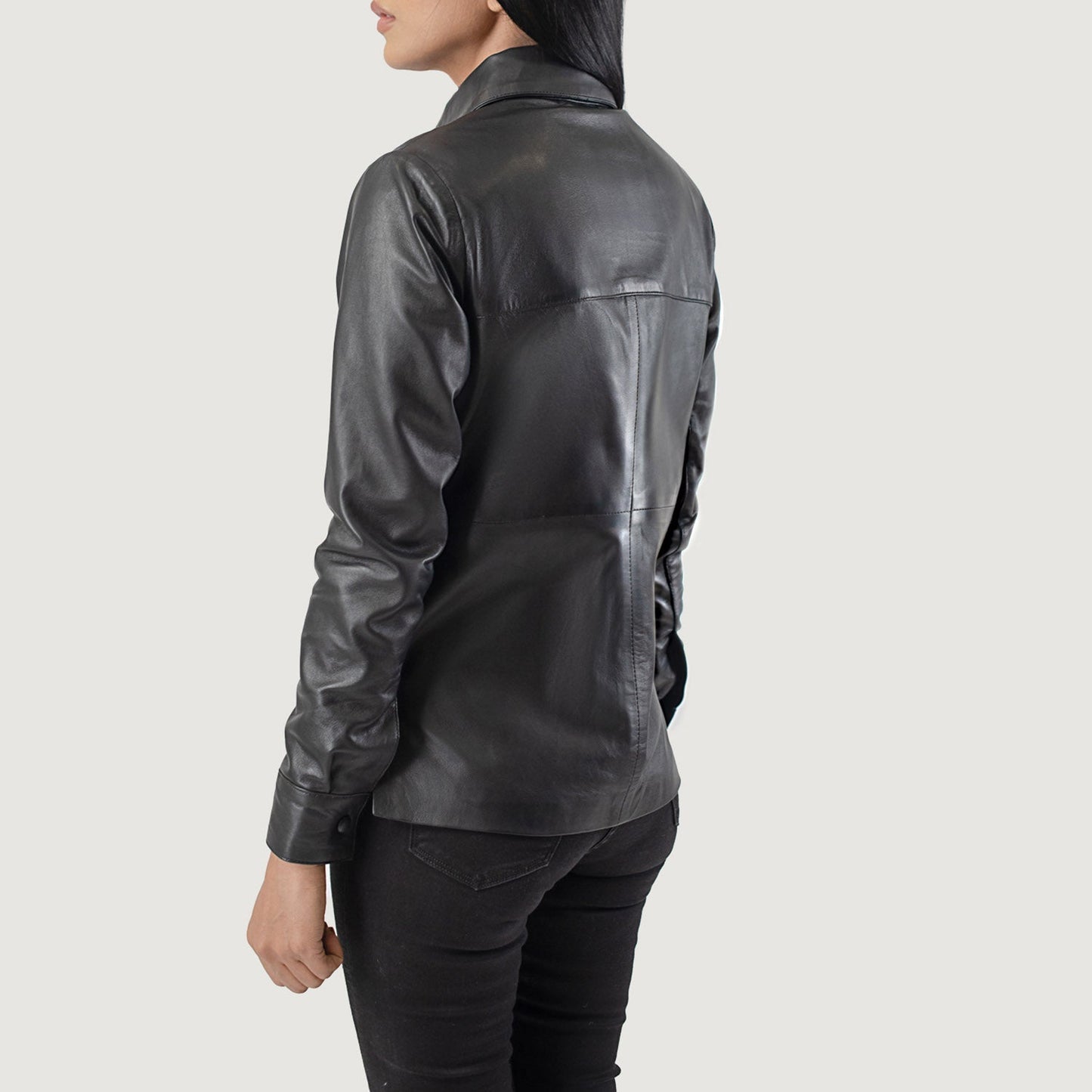Zenith Black Leather Shirt Jacket SH509