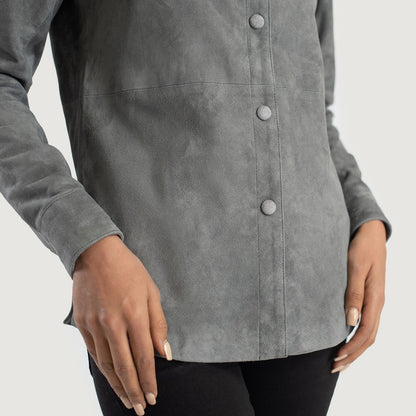 Zenith Grey Suede Leather Shirt Jacket SH507