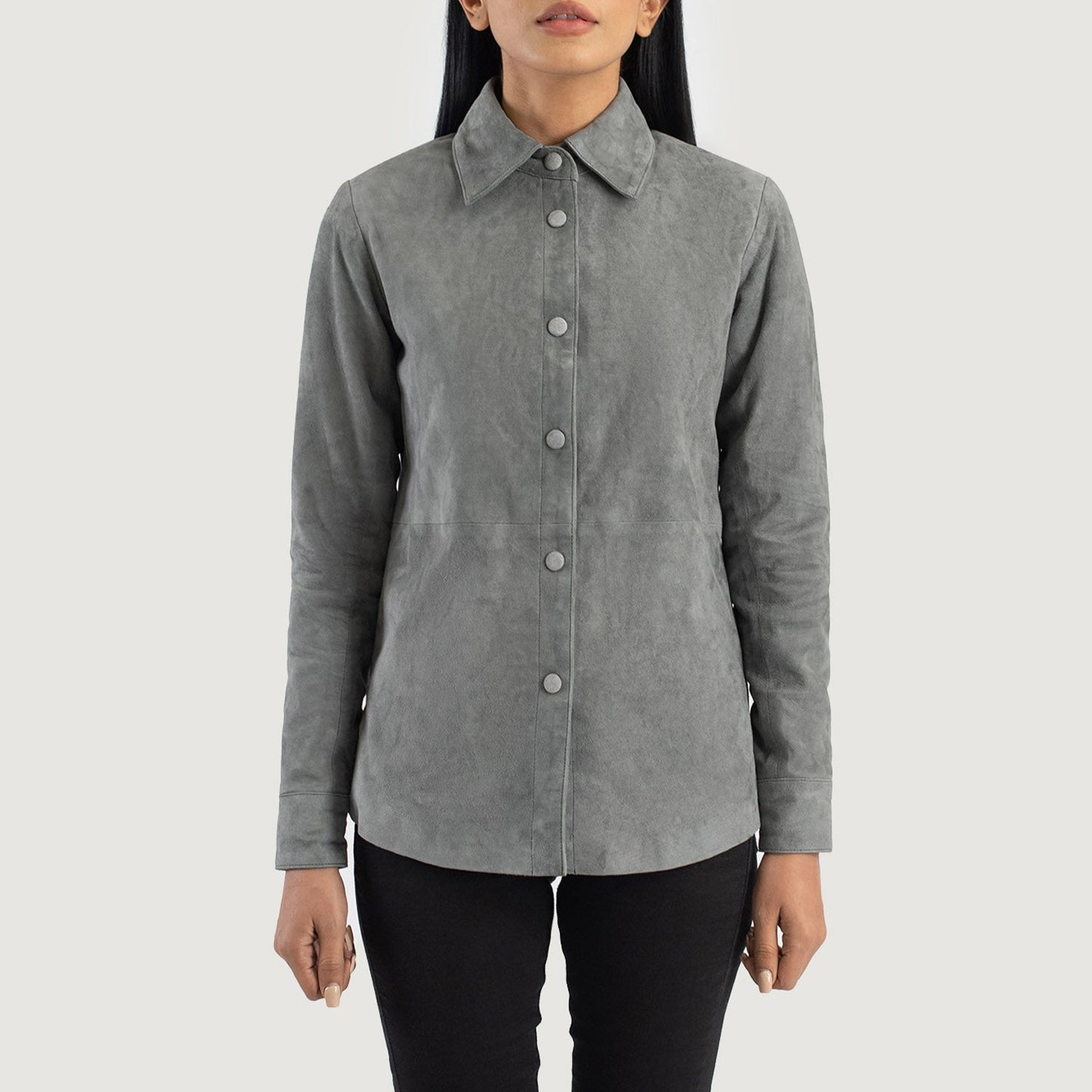 Zenith Grey Suede Leather Shirt Jacket SH507