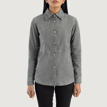 Zenith Grey Suede Leather Shirt Jacket SH507