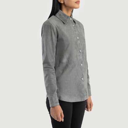Zenith Grey Suede Leather Shirt Jacket SH507