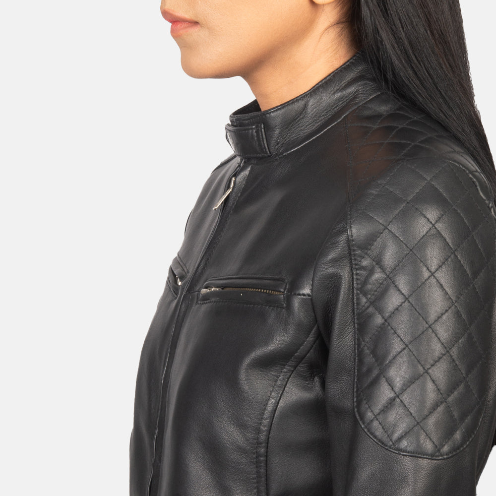 Zenna Black Leather Bomber Jacket SH506