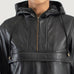 Zest Black Hooded Leather Pullover Jacket SH503