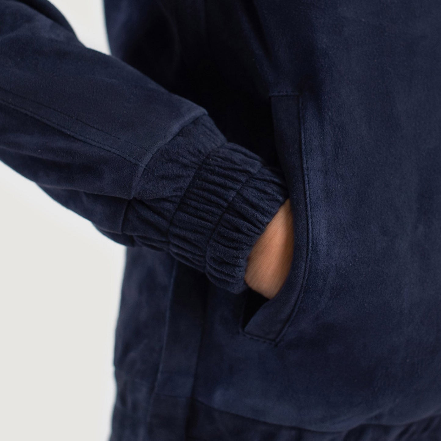 Zest Blue Hooded Suede Pullover Jacket SH502