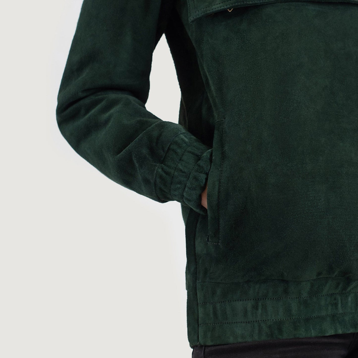 Zest Green Hooded Suede Pullover Jacket SH501