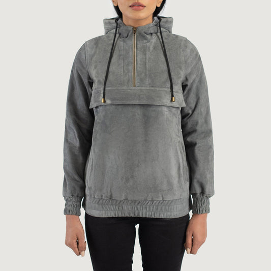Zest Grey Hooded Suede Pullover Jacket SH500