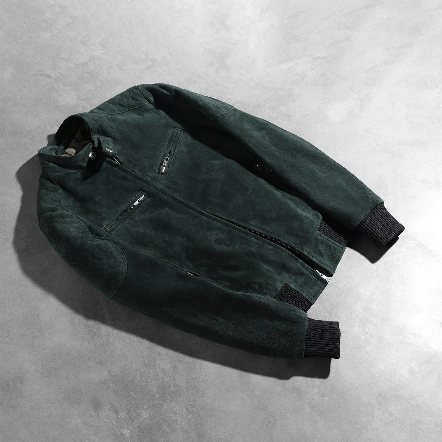Zenna Green Suede Bomber Jacket SH505