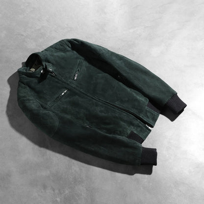 Zenna Green Suede Bomber Jacket SH505