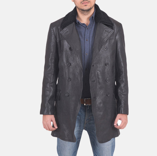 Men's Black Cowhide Shearling Leather Jacket – Pierce Style