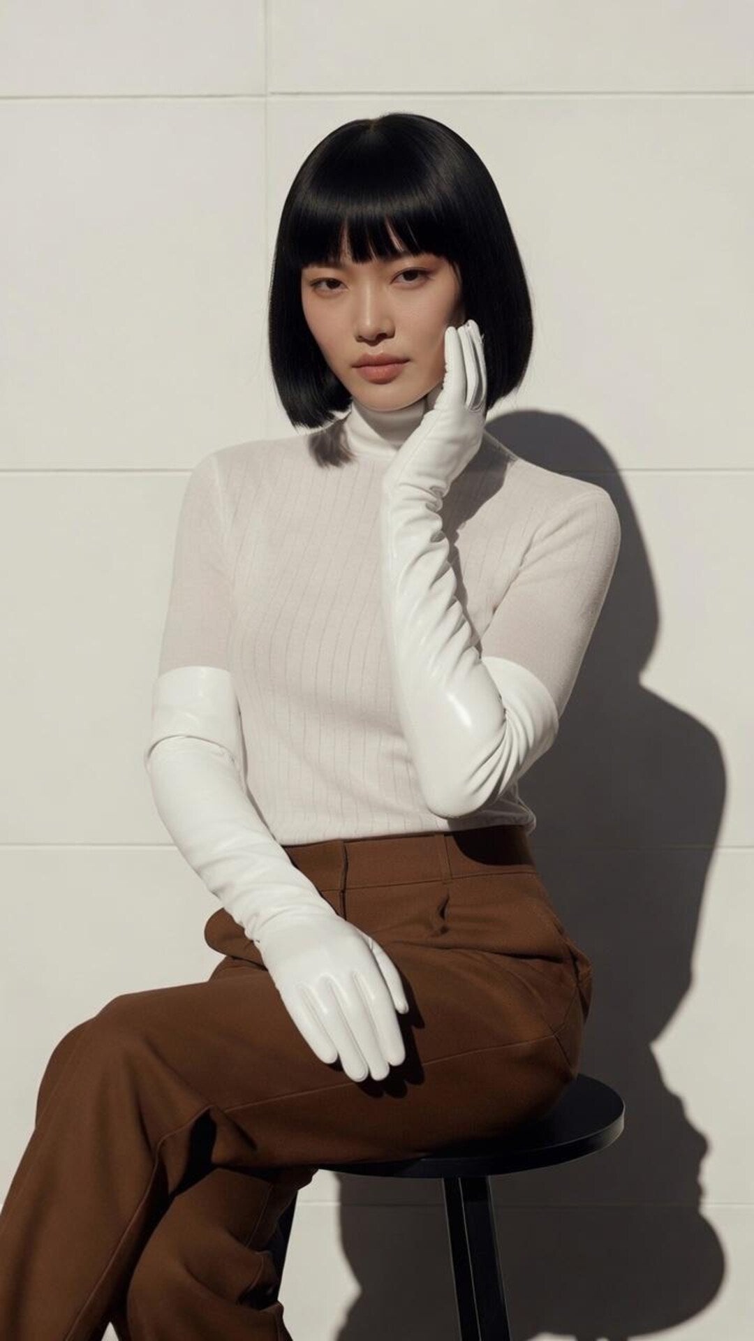Women Long Opera Gloves White Sheepskin Leather bridal