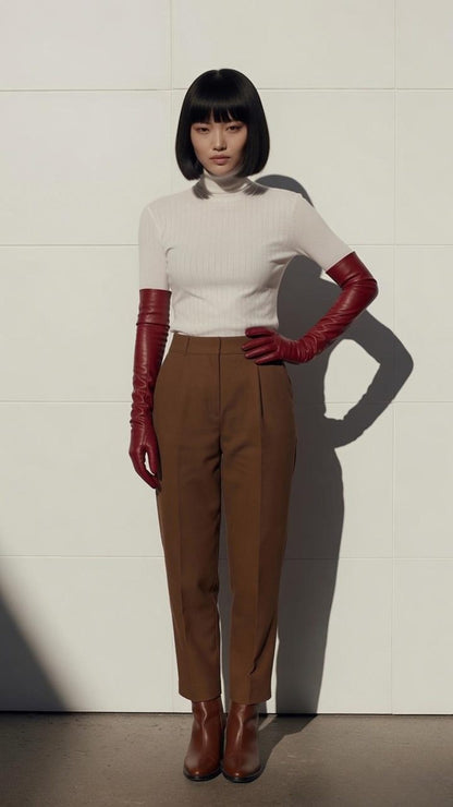 Women Opera Gloves long sheep leather close up
