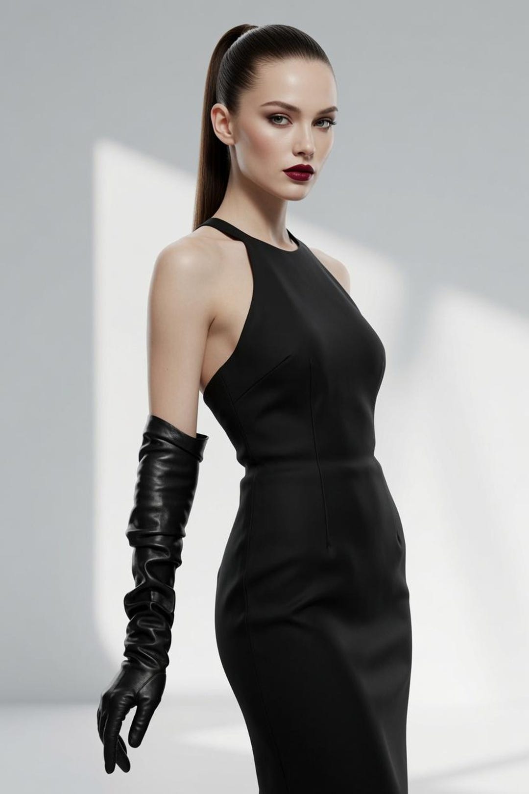 Black opera gloves single glove evening dress