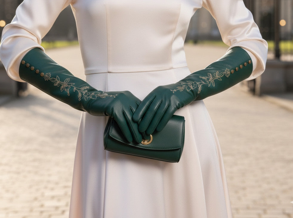 Embroidered gloves side view