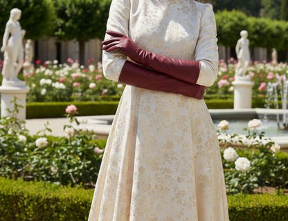 Burgundy opera gloves long style