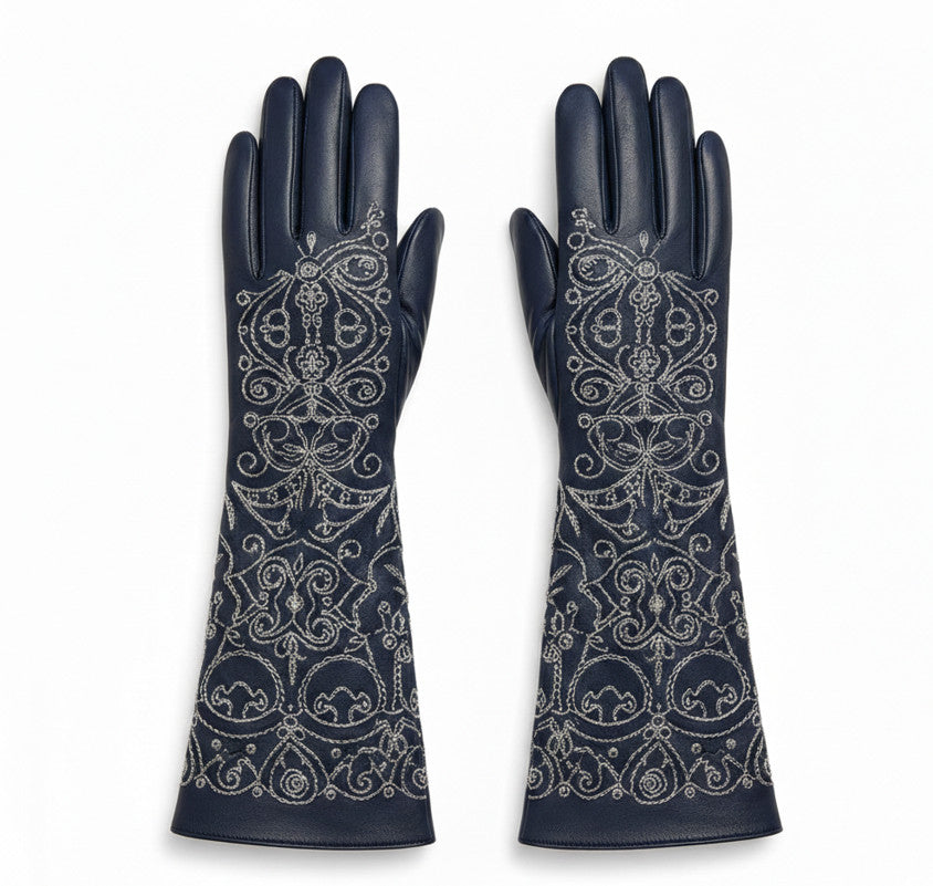 Leather winter gloves side