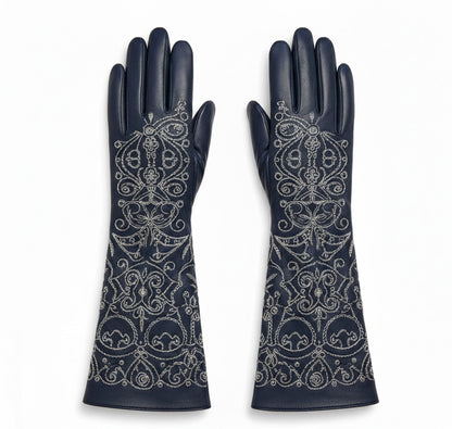 Leather winter gloves side